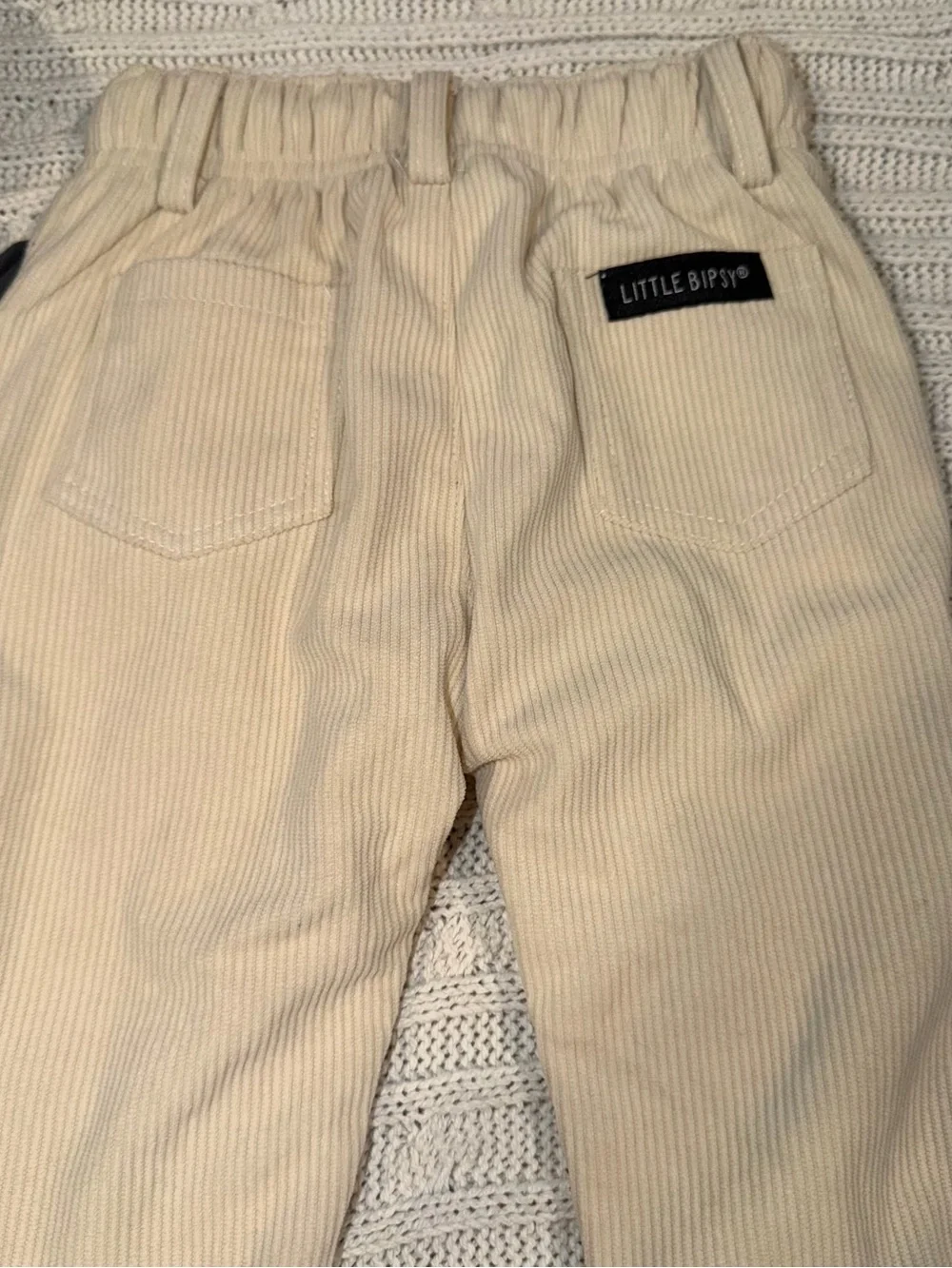 Little Bipsy Beige Corduroy Jogger Set with Charcoal Hoodie
